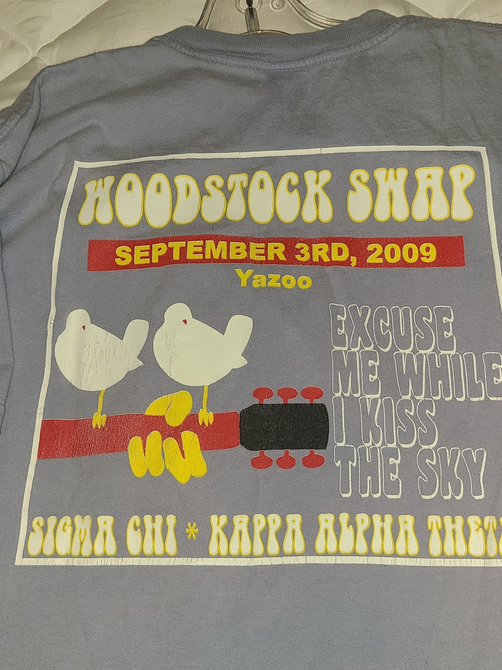 Woodstock Swap Graphic T-Shirt - Lilac with Yellow & White Print /Collector Item